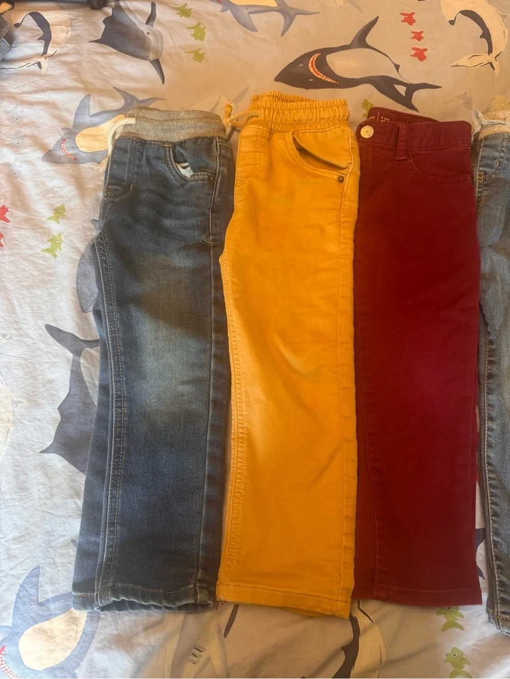 GAP & Cat & Jack Mixed Pants Set - Burgundy, Mustard & Two Denim Blues